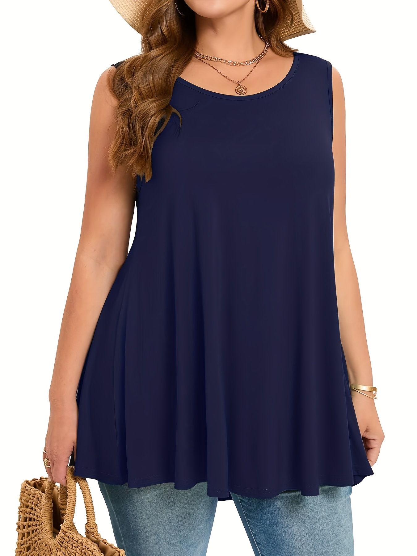 Summer Clothing Plus Size Women - Plus Size Simple Solid Tank Top