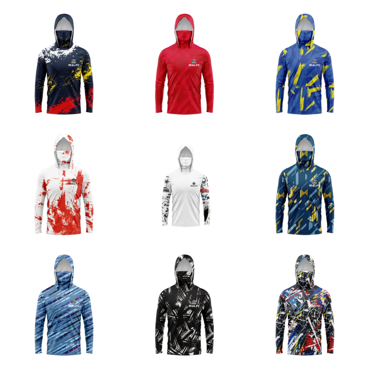 Rash Guard Long Sleeve - MALFC Men Hood Fishing Shirt long
