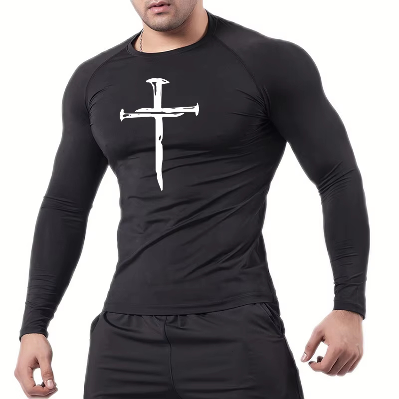 Rash Guard Long Sleeve - Christian Workout Compression Shirts Graphic Long
