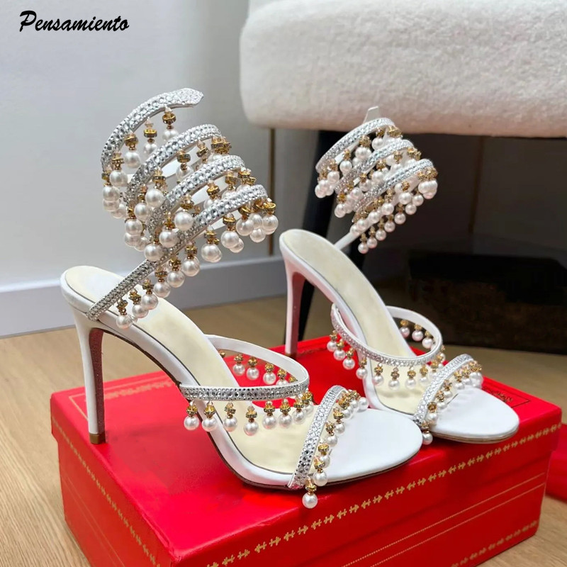 Summer Clothing Ladies - Luxury Rhinestones Pearls Tassels Women Gladiator