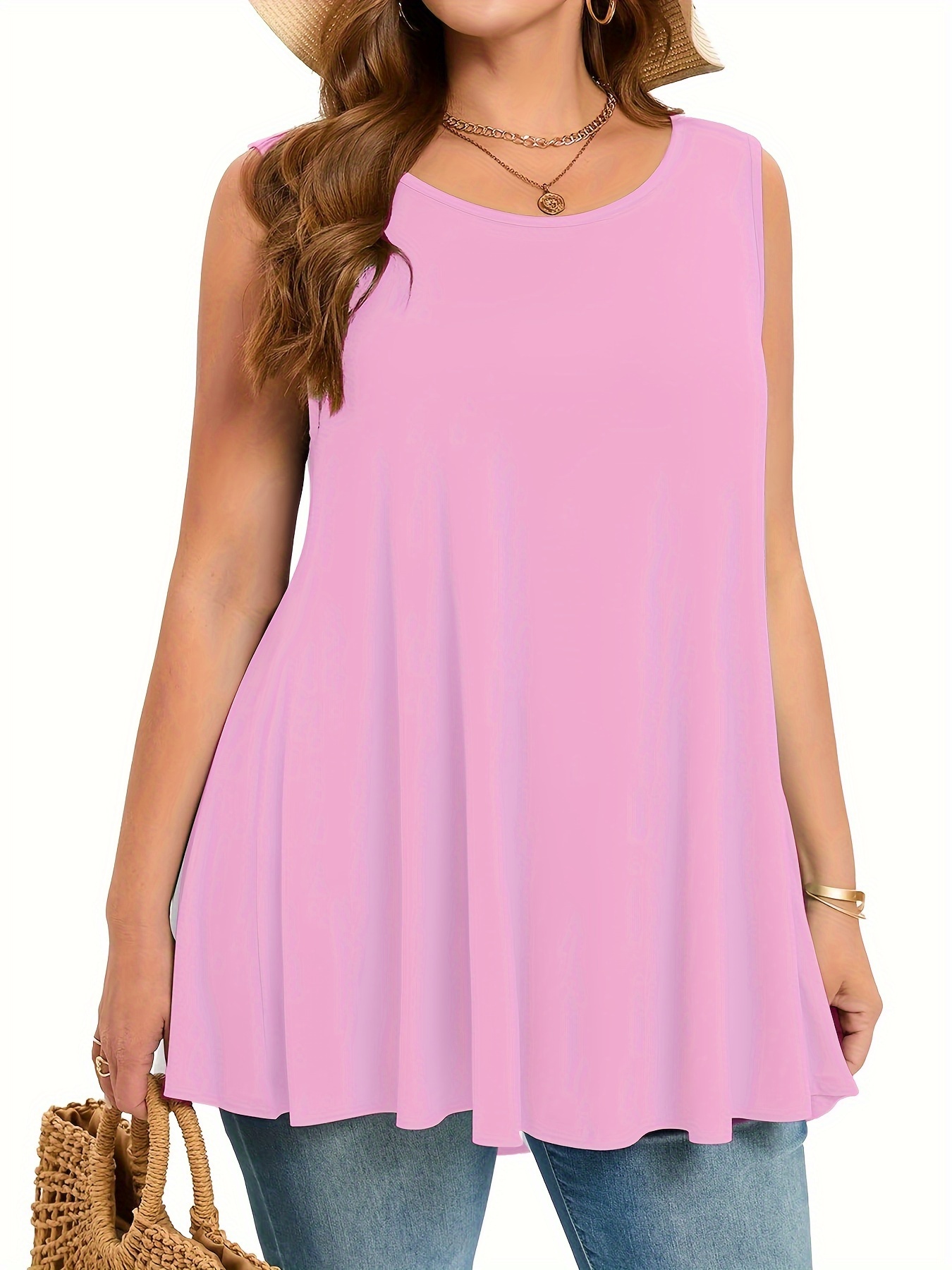Plus Size Simple Solid Tank To - Summer Clothing Plus Size Women ulasan dan harga