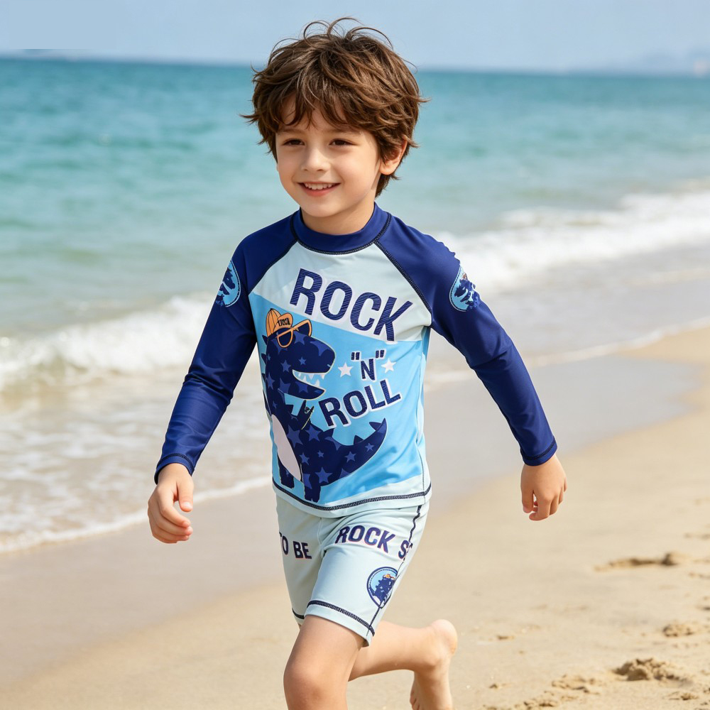 2Pcs Kids Long Sleeve Swimwear - Rash Guard Long Sleeve ulasan dan harga