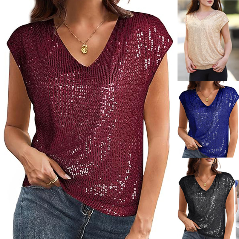 2025 Spring Tops Black Sequin  - Summer Evenings Clothing ulasan dan harga