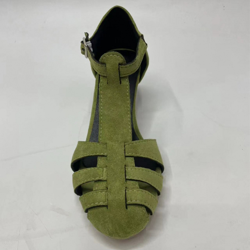 Women's Green Suede Kitten Hee - Summer Clothing Ladies ulasan dan harga