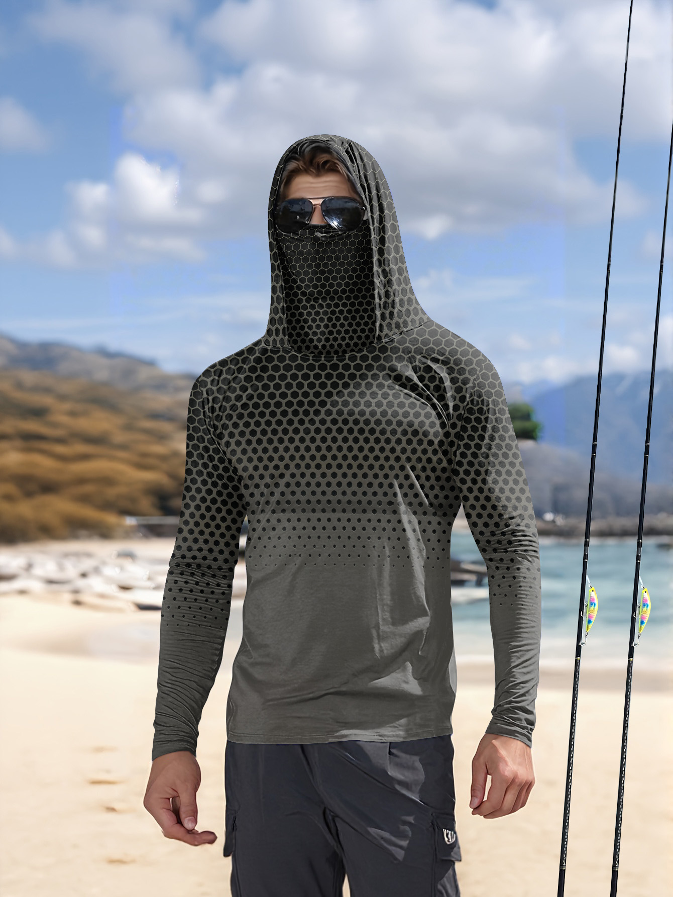 Men Hood Fishing Shirt long sl - Summer Clothing Long Sleeve ulasan dan harga