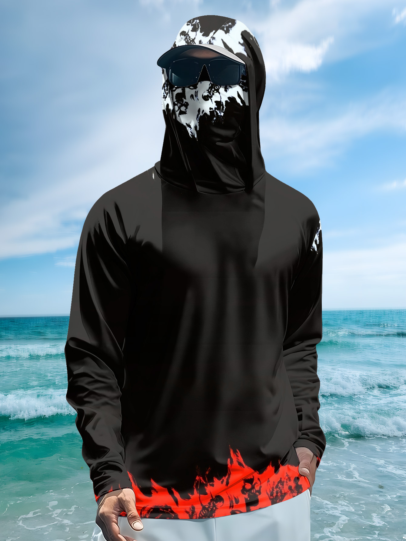 Men Hood Fishing Shirt long sl - Rash Guard Long Sleeve ulasan dan harga