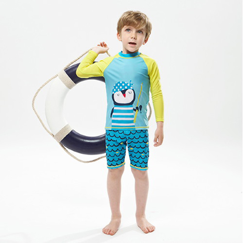 Kids Fish Dolphin Print Swimwe - Rash Guard Long Sleeve ulasan dan harga