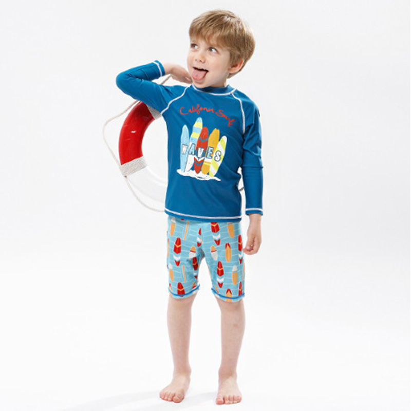 Kids Fish Dolphin Print Swimwe - Rash Guard Long Sleeve ulasan dan harga