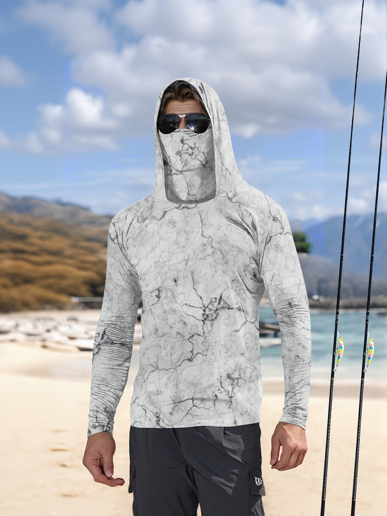 Men Hood Fishing Shirt long sl - Summer Clothing Long Sleeve ulasan dan harga