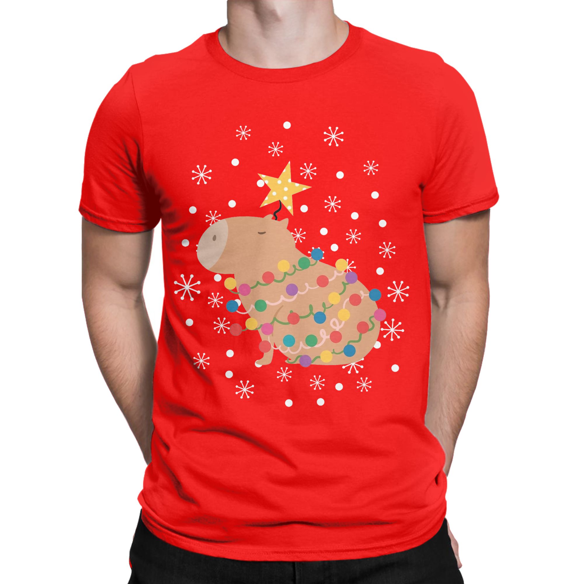 Capybara Christmas Tree  T Shi - Summer Clothing Ideas Men ulasan dan harga