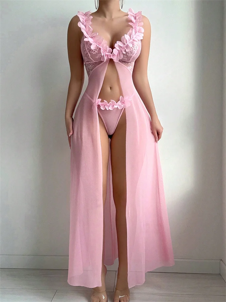 Pink Floral Sexy Nighties Wome - Summer Clothing Ladies ulasan dan harga