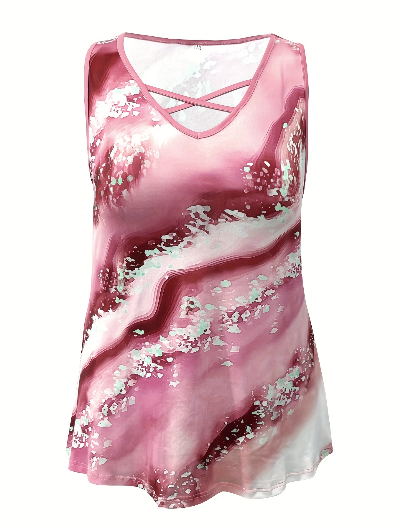Plus Size Marble Print Tank To - Summer Clothing Plus Size Women ulasan dan harga