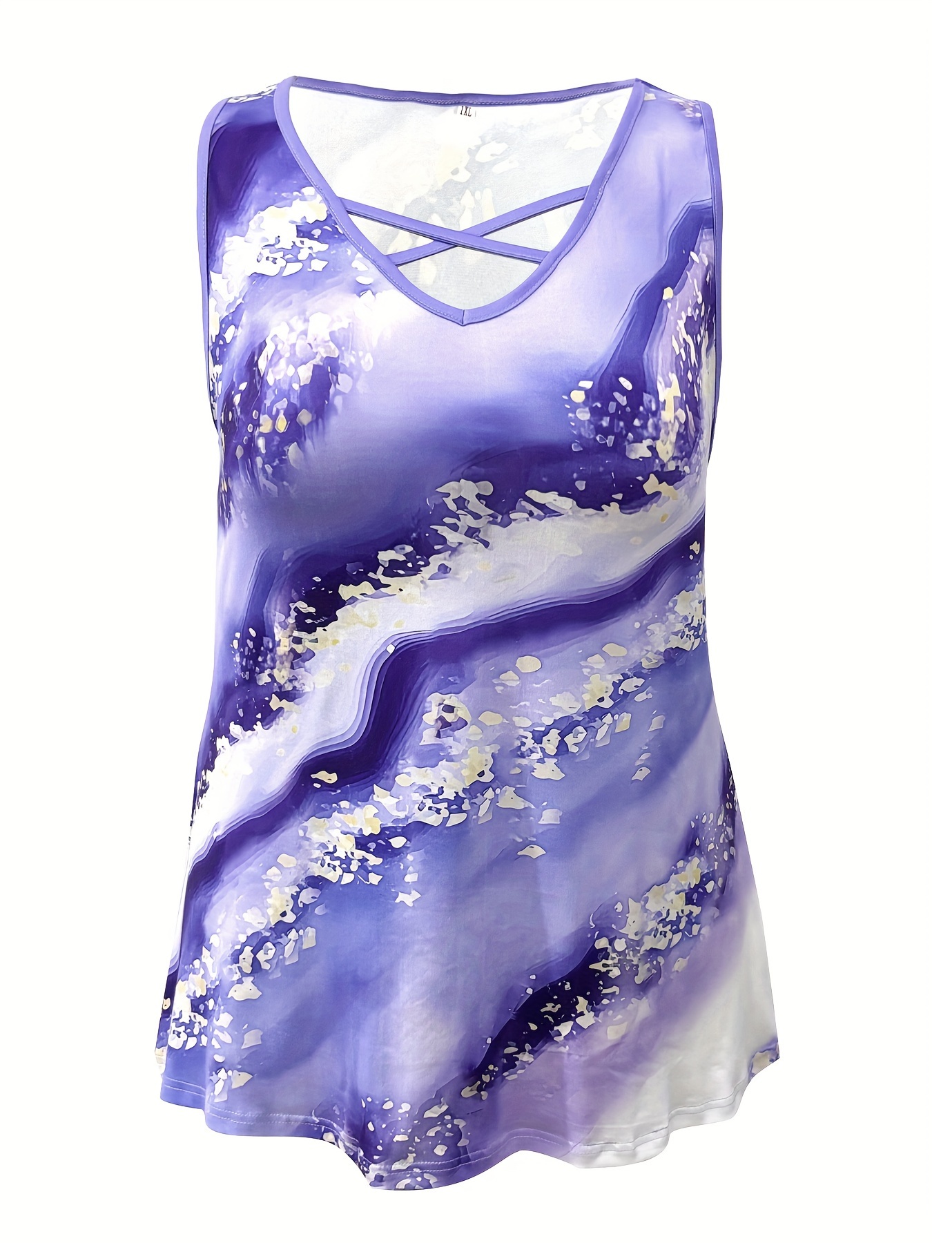 Plus Size Marble Print Tank To - Summer Clothing Plus Size Women ulasan dan harga